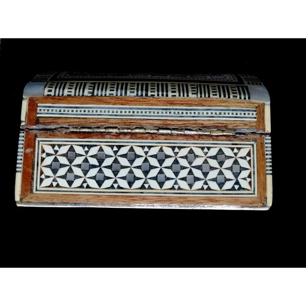Handcrafted Mosaic Decorative Trinket Box Abalone Inlaid Middle Eastern Moorish